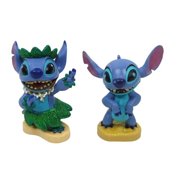 Disney Stitch 2" Mini Figure Collectible Toy Cake Topper Hula Figurine Lot Of 2 - Picture 1 of 12